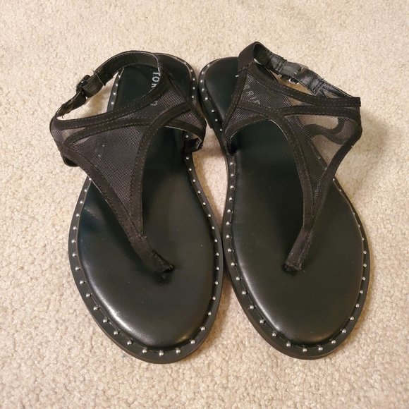 Torrid Black Studded T-Strap Sandal 8 Wide - Picture 5 of 8